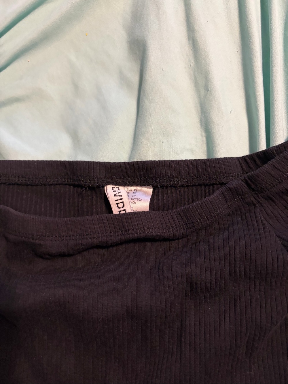 Divided Black Off-Shoulder Ribbed Crop Top - Picture 2 of 2